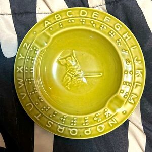 Vintage Ashtray with alphabet, Morse, and a dog in the middle